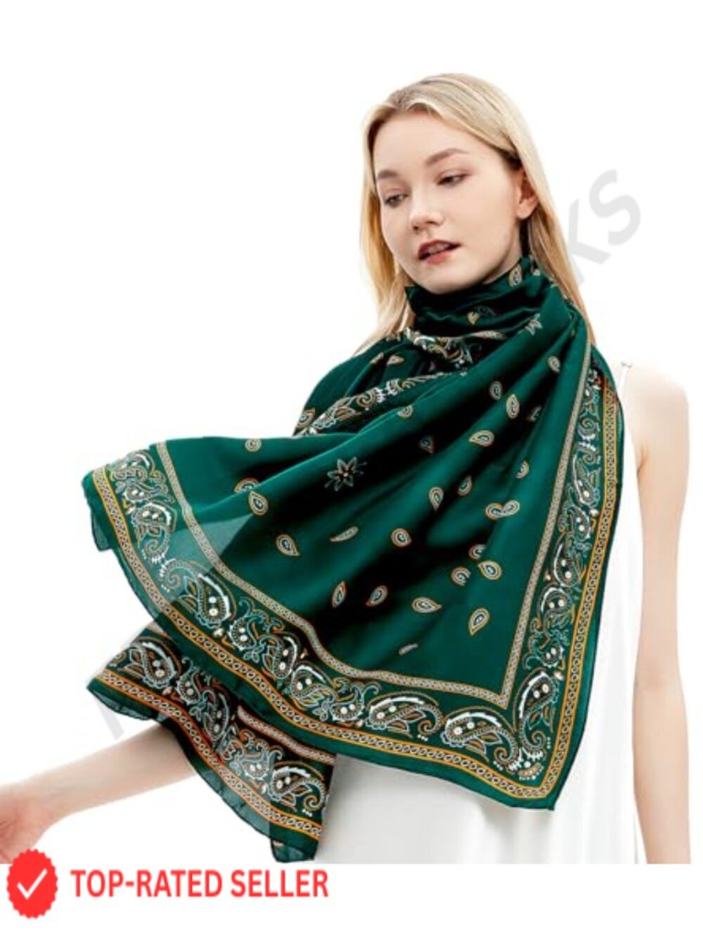 Silk Scarf Women Oversize Satin Long Shawl Wrap Hair Headwear Sarong